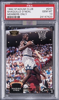 1992-93 Topps Stadium Club Members Only #247 Shaquille ONeal Rookie Card - PSA GEM MT 10 - MBA Silver Diamond Certified